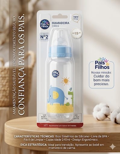 MAMADEIRA DE 240 ML COM BICO ASSIMETRICO