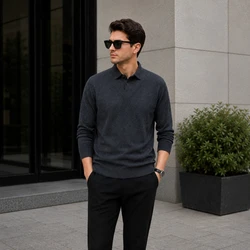 Suéter Polo Velluto em Malha Texturizada Premium com Gola Integrada(COMPRE 1 LEVE2)