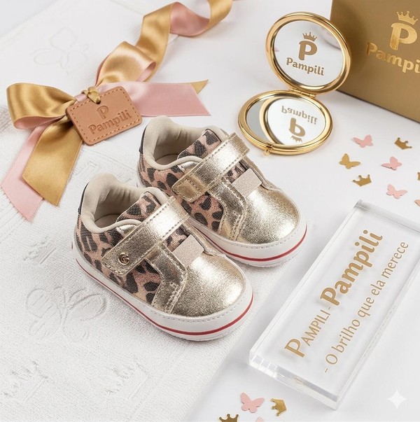 SAPATO BABY PAMPILI NINA ONCA / DOURADO 379582 