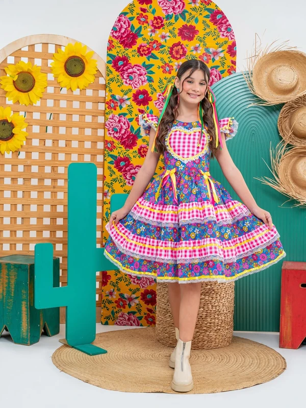 Vestido Junino - Estampado Floral Color 