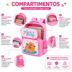 Mochila Infantil Capivara Rosa