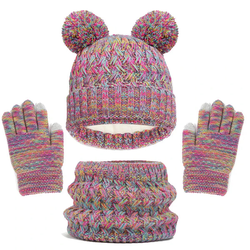 Kit Touca Luvas Cachecol  de Inverno Infantil