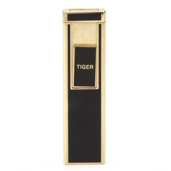 Isqueiro Eletrônico Tiger Slide Slim - Preto/Dourado