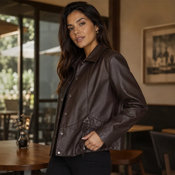 [LEVE 2 PAGUE 1] Jaqueta Feminina Jade em Couro Legítimo e Interior Forrado (Verdadeiro Charme do Inverno!)