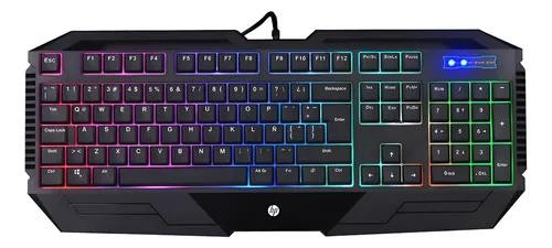 Teclado Gamer HP Preto LED RGB 4 Cores USB - K110