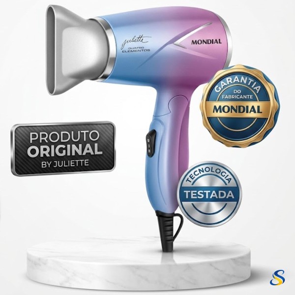 Secador de Cabelo By Juliette, Azul/Rosa, 1200W, Bivolt - SCT-JU-03