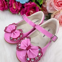 Sapatilha Flor Di Mila – Rosa Chiclete com Pink Laço e Strass