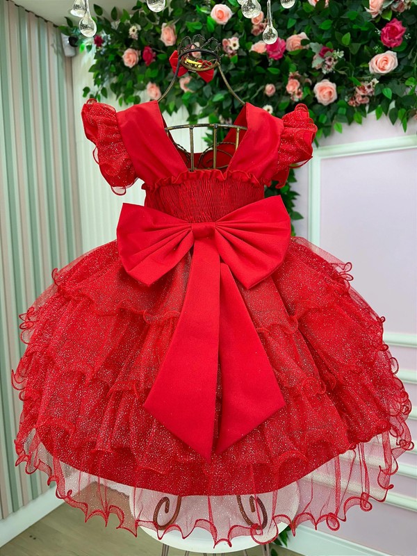 Vestido Luxuoso Babadinho - Vermelho Brilhante