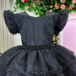 Vestido Luxuoso Babadinho - Preto Brilhante
