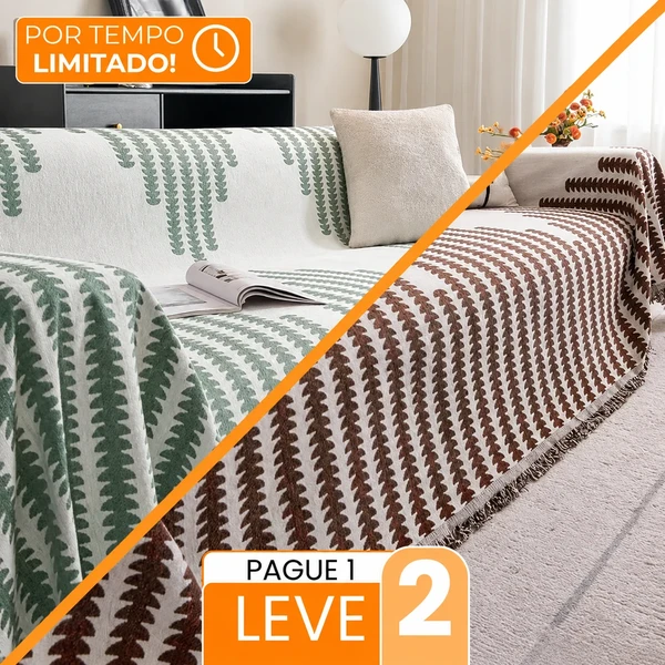[Compre 1, Leve 2] Kit Jasmin - Capa em Chenille com Escudo Anti-Manchas e Anti-Odor + 2 Almofadas de Brinde