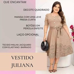 Vestido Midi Evangelico em Jaquar Estampa Barrada com Cinto e Botões fake Moda Femenina 