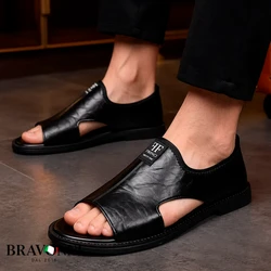 [COMPRE 1 E LEVE 2] Sandália Masculina em Couro – Elegante, Macia e e Respirável