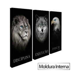 Quadro Disciplina, Execução e Foco 3 Peças