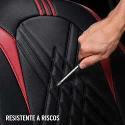 Kit Completo de Capas para Banco de Carro Averon em Couro Legítimo Universal 5 Lugares Com Airbag + Tapetes e Capa de Volante