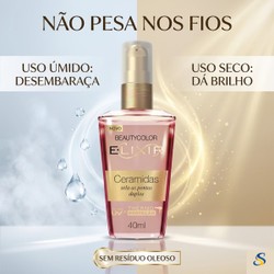 Elixir Ceramidas BeautyColor Sela Pontas Duplas e Controla Frizz em Cabelos Danificados por Química e Calor sem Deixar Aspecto Oleoso ou Pesado 40ml
