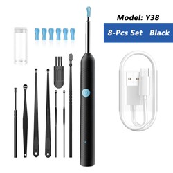 Limpador visual de cera de ouvido com câmera, endoscópio seguro para remoção de cera de ouvido com câmera de 5m, otoscópio luminoso, ferramentas de limpeza de ouvido, cuidados com os ouvidos