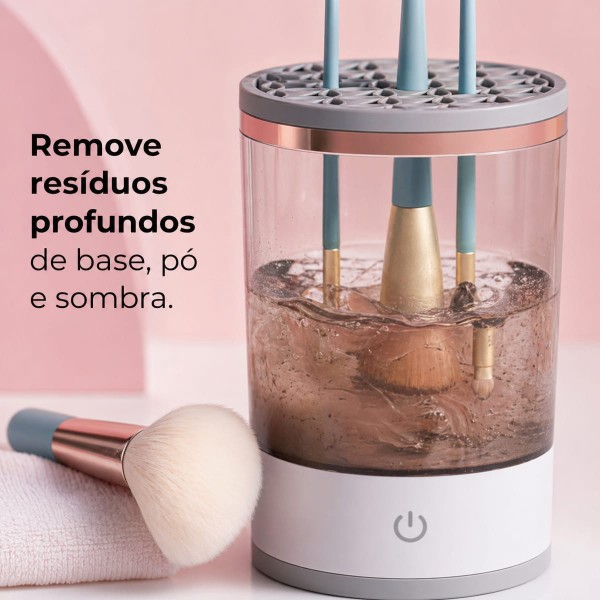 Limpador Elétrico de Pincéis de Maquiagem USB com Rotação Automática Limpa e Seca Rápido