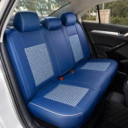 Kit Completo de Capas para Banco de Carro Reverse em Couro Legítimo Universal 5 Lugares Com Airbag + Tapetes e Capa de Volante