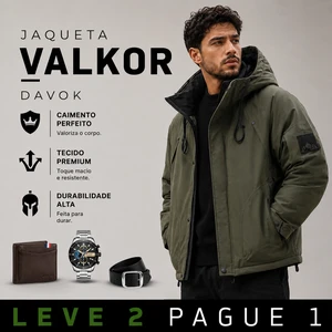 [LEVE 2 PAGUE 1] Jaqueta Masculina Valkor com Forro Térmico +3BRINDES: Relógio, Cinto e Carteira