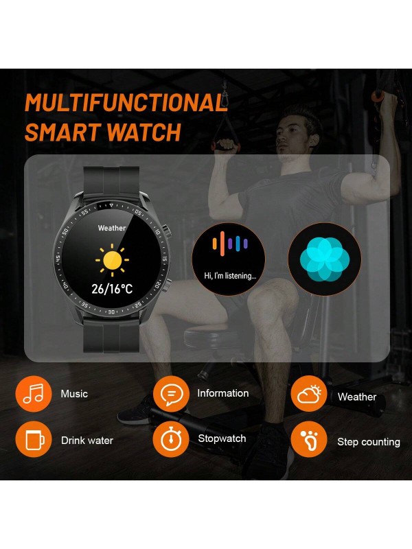 1 peça Relógio Inteligente Esportivo Touch Screen Completo de 1,53 polegadas para Homens e Mulheres, com funções de Chamada/Atendimento, Podômetro, Controle de Calorias, Múltiplos Modos Esportivos, Alarme, Alerta de Notificação, Compatível com Android e i