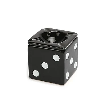 Cinzeiro para Cigarro de Cerâmica - Dado Preto com Tampa