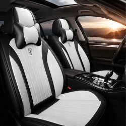 Kit Completo de Capas para Banco de Carro Protecar em Couro Legítimo Universal 5 Lugares Com Airbag + Tapetes e Capa de Volante