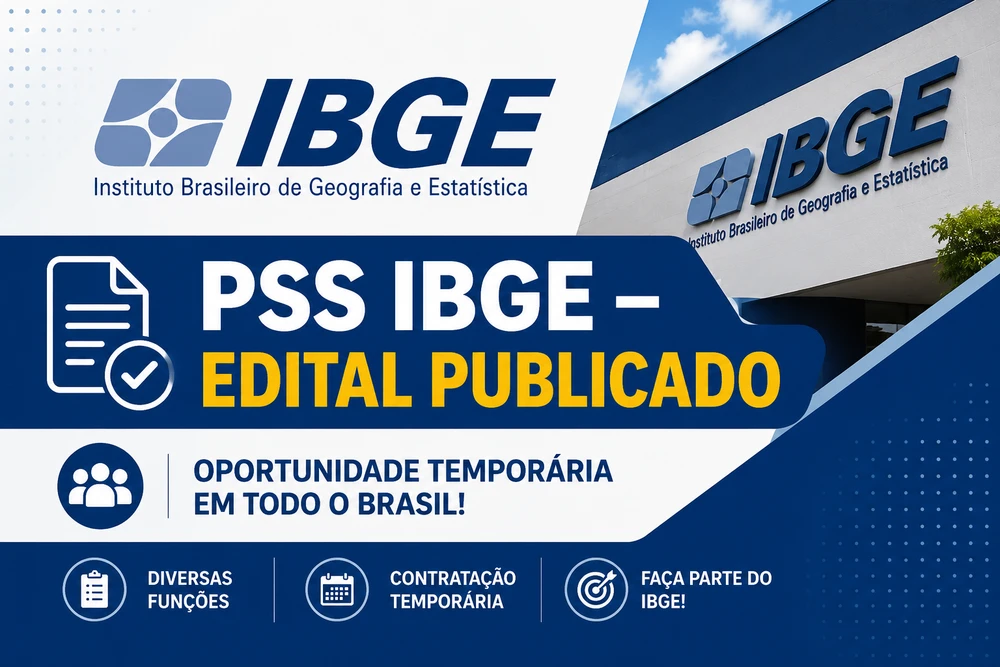 Edital IBGE Temporários 2026 publicado! São 8.238 vagas de nível médio
