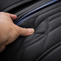 Kit Completo de Capas para Banco de Carro Avalon em Couro Legítimo Universal 5 Lugares Com Airbag + Tapetes e Capa de Volante
