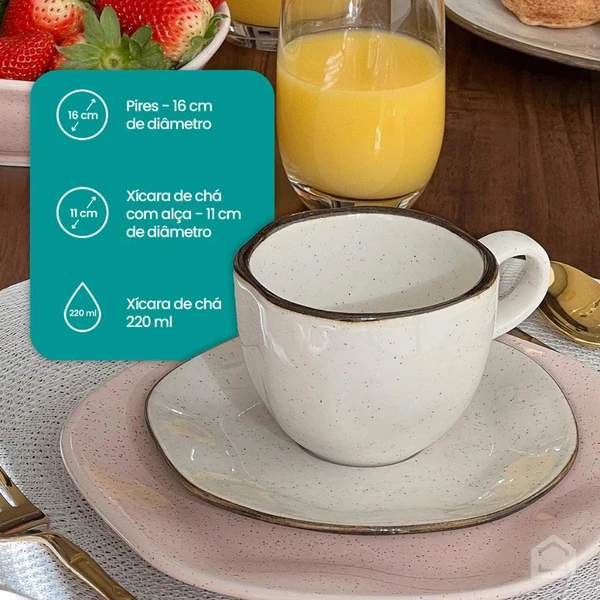 Aparelho de Jantar e Chá Ryo Maresia 20 Peças em Porcelana - Oxford