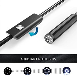 Câmera Endoscópio Tipo-C, IP67 Impermeável, 6 LEDs, Ajustável, USB, Android, Inspeção Flexível, Câmeras Borescope para Telefone, PC, 7,0mm