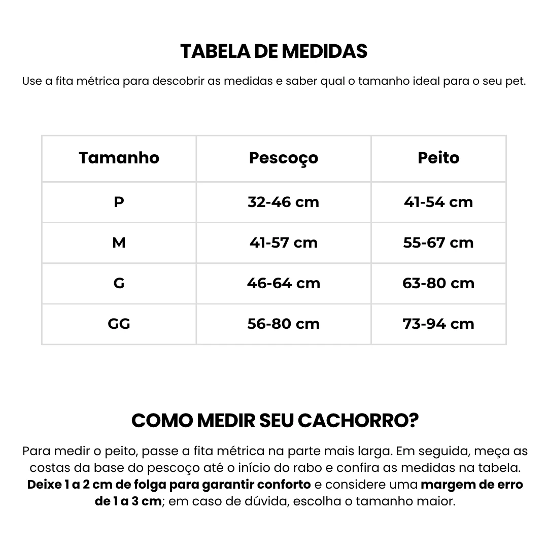 Tabela de medidas
