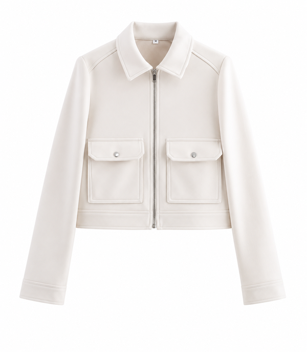 Jaqueta Feminina Cropped de Inverno com Zíper