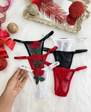 Calcinha Flower – Tule com rosa bordada