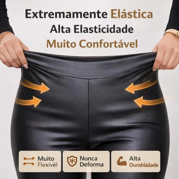 Legging Modeladora de Couro com Forro Peluciado - Promoção