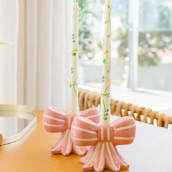Vela Cônica Branca Floral Pintada - 26cm