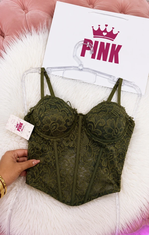 CORSET RENDA VERDE MILITAR