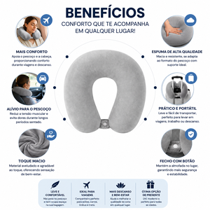 Almofada de Pescoço para Viagem Cinza