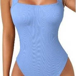 Body Feminino Modelador Canelado Sem Costura com Decote Quadrado