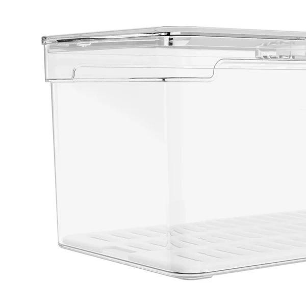 Organizador De Geladeira Com Tampa Clear Fresh 30x15x13cm Natural