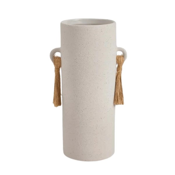 Vaso em Cerâmica com Corda Off White 26,5cm