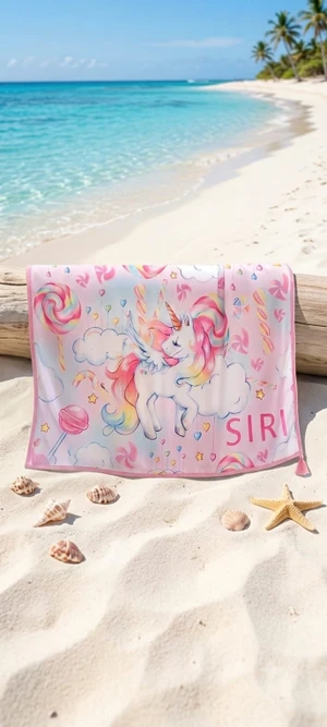 33091 TOALHA KIDS CRISTAL UNICORNIO SIRI MODA PRAIA 