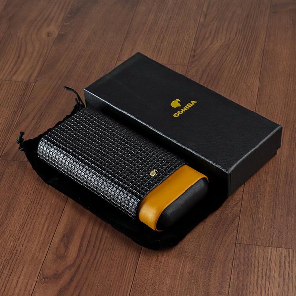 Porta 3 Charutos em Couro Cohiba - Amarelo