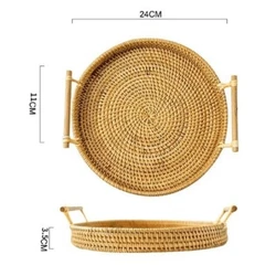Bandeja Artesanal em  Rattan Dhaka - Cazehn
