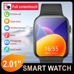 Relógio Inteligente de Silicone Unissex, com Suporte para Chamadas de Telefone, Podômetro, Contagem de Calorias, Alarme, Lembretes de Chamada/Mensagem, Tela Sensível ao Toque Full 2,01, Compatível com Android e iOS, Presente d