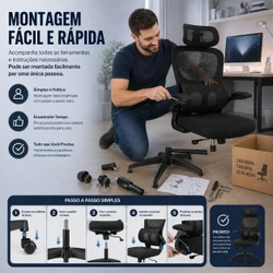 Cadeira de Escritório Presidente Ergonômica com Apoio Lombar Regulável — Home Office