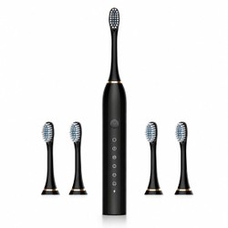Escova de Dente Elétrica Sônica Ultrassônica Recarregável Bivolt 6 Modos com 4 Cabeças e Temporizador