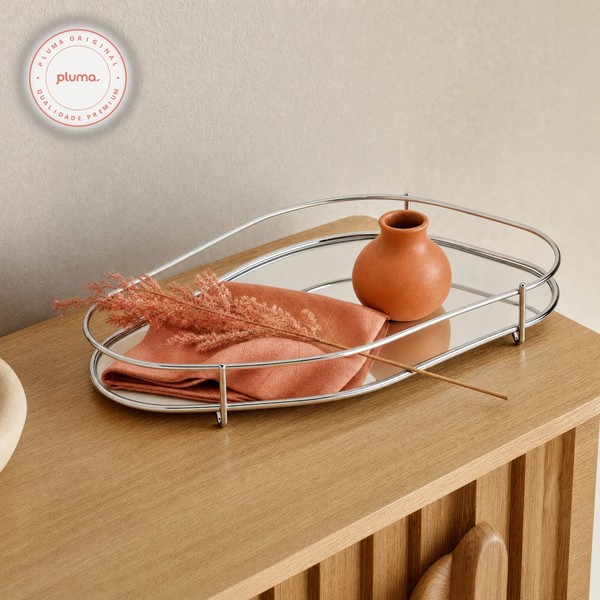 Bandeja Fence Orgânica Cromado 17x29cm