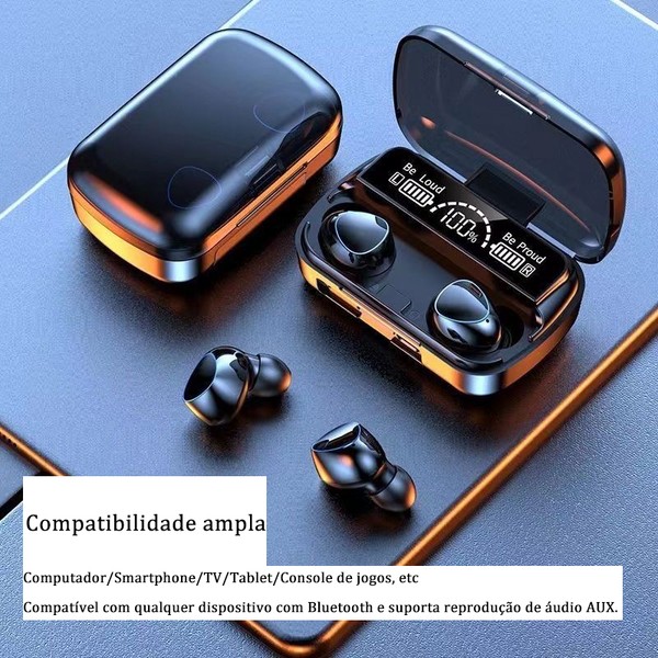 Fone de ouvido Bluetooth M10 5.1 com display LED Tws Touch Noise Reduction à prova d'água sem fio