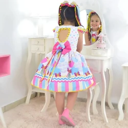 Vestido Infantil Festa Junina São Joao Quadrilha Tule Rosa