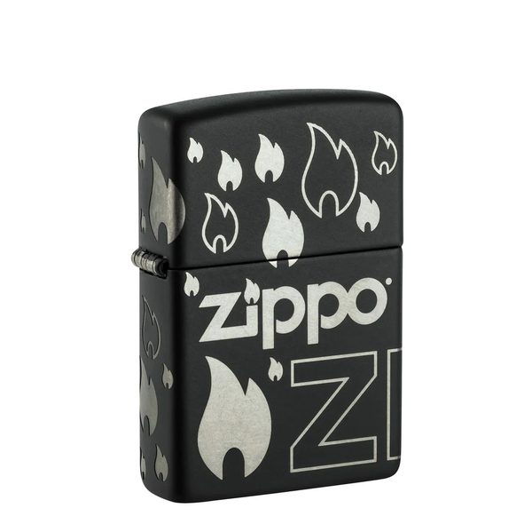 Isqueiro Zippo Black Matte Flame Z Design